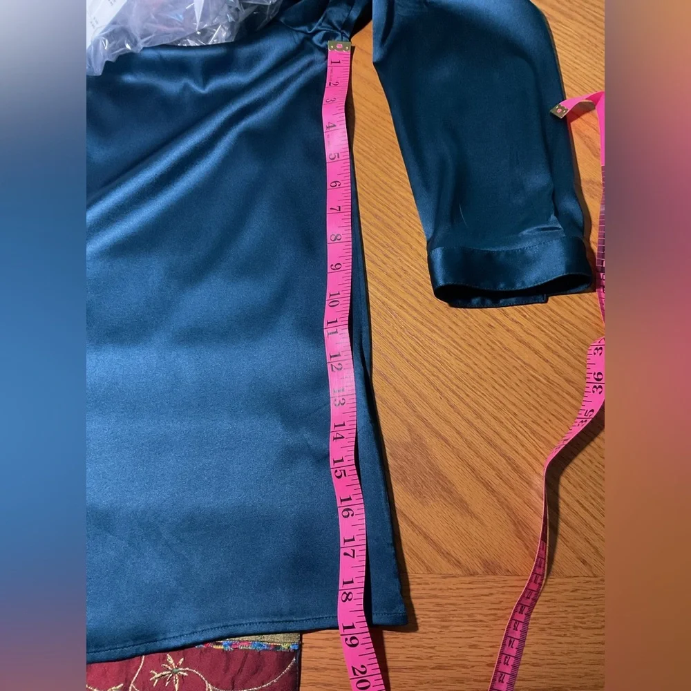 Burberry of London Deep Teal Button Down Blouse Size 12 - Picture 10 of 11
